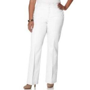 JM Collection Womens White Stretch Cotton Straight-Leg Pants Size 14